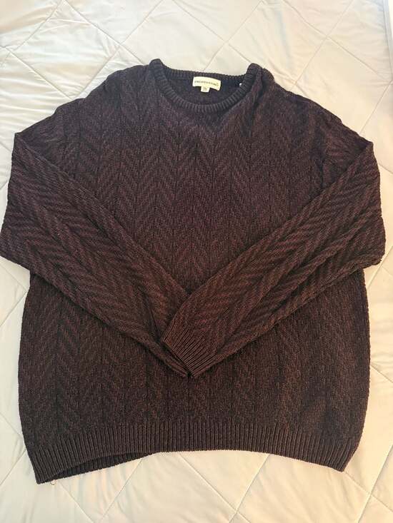 Pronto Uomo Other - PRONTO UOMO Burgundy Chevron Pattern‎ Crew Neck Sweater XXL